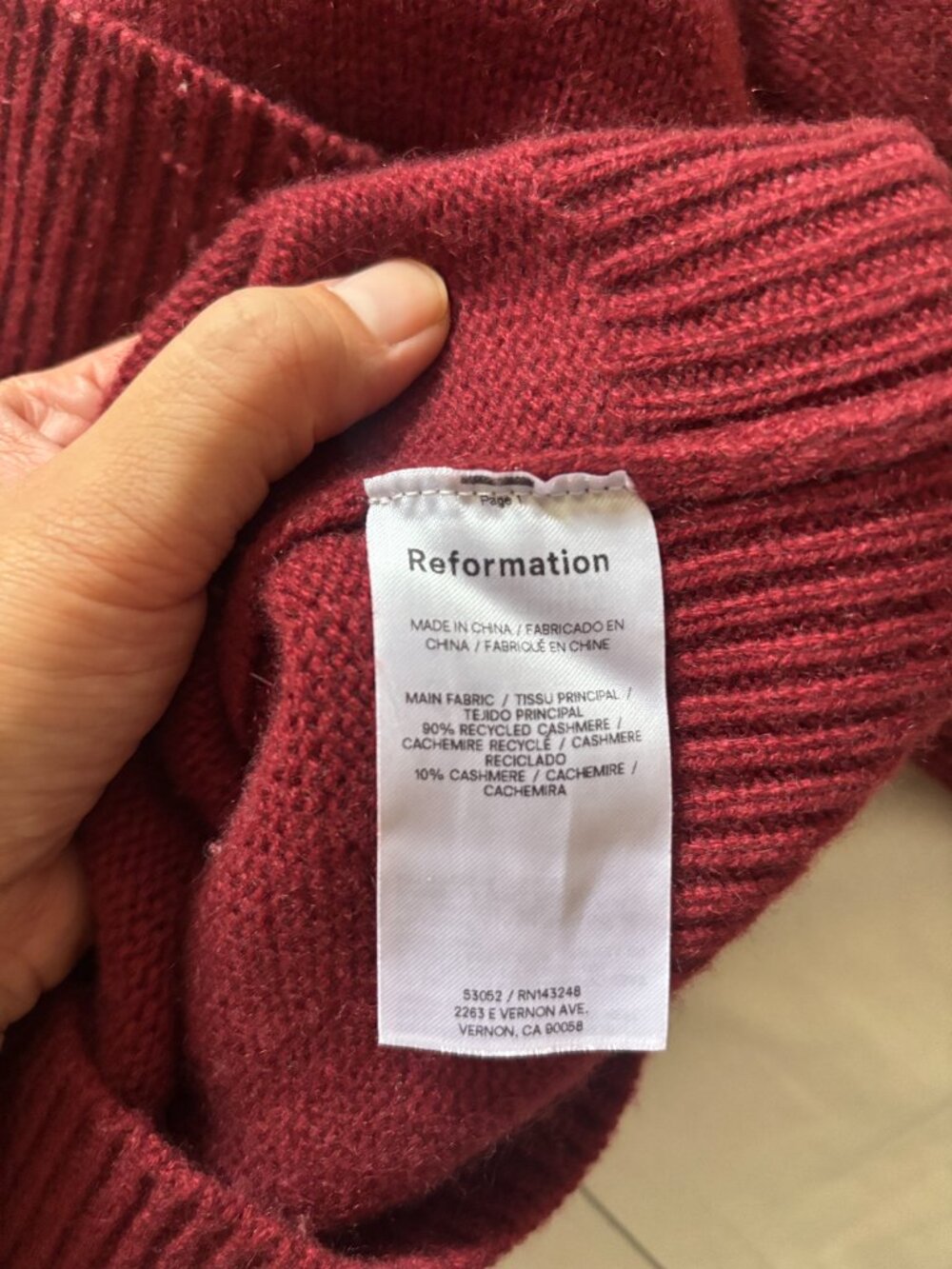 Reformation Garrett Cashmere Cropped Turtleneck Chianti XS - Picture 6 of 8